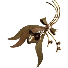 Vintage Sterling & 1/20 10K Gold Filled Dimensional Floral Brooch – Retro