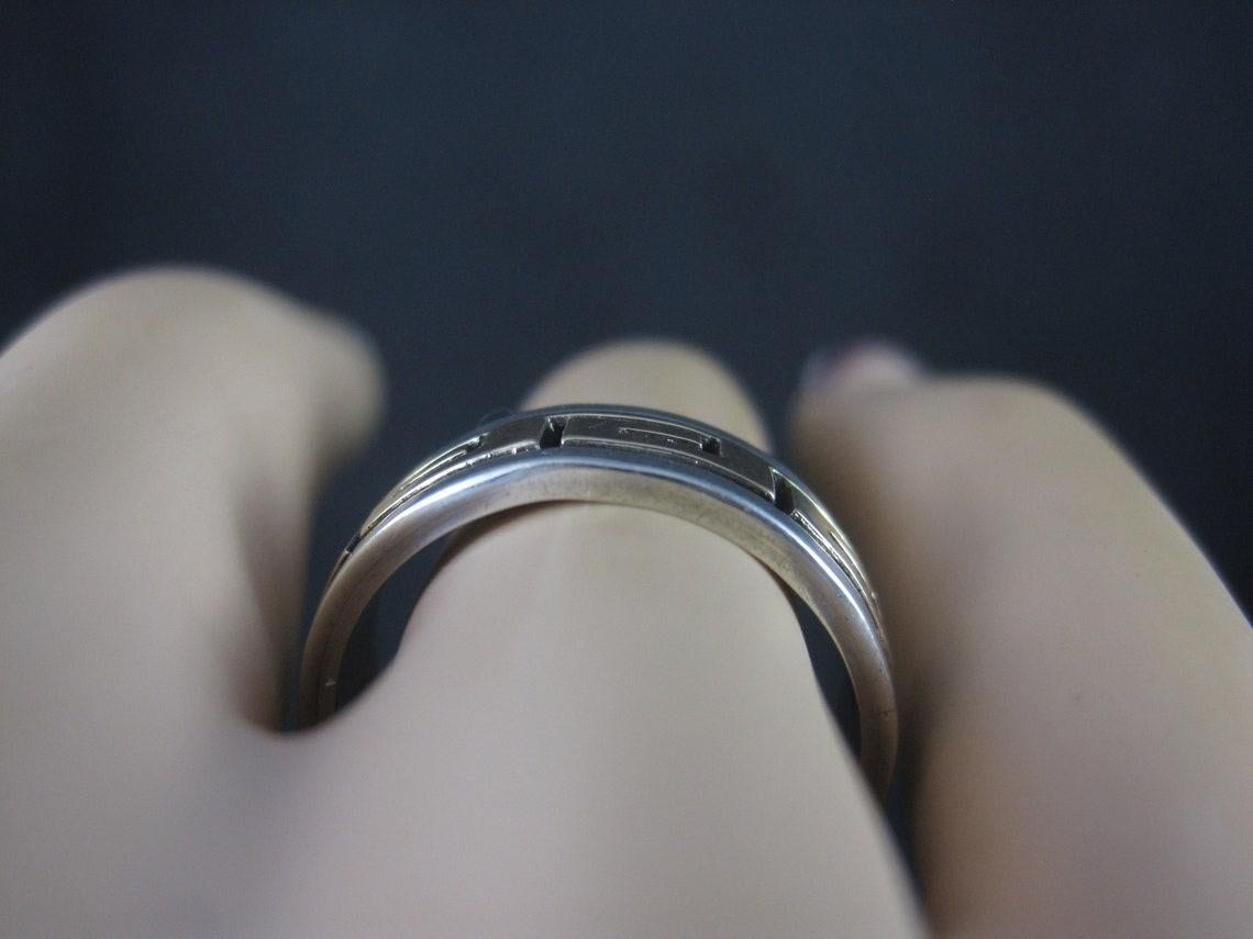 Vintage Sterling 14K Greek Key Band Ring Size 8 Navajo Scott Skeets For Sale 3