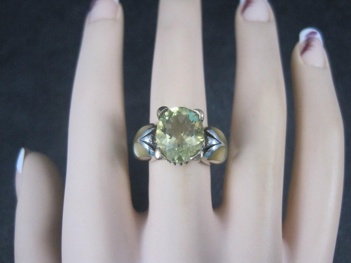 Anello a farfalla con intarsio di quarzo limone d'epoca in sterlina 18k Asch Grossbardt in vendita 4
