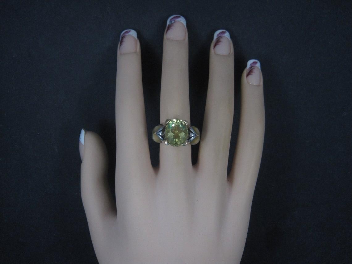 Anello a farfalla con intarsio di quarzo limone d'epoca in sterlina 18k Asch Grossbardt in vendita 1