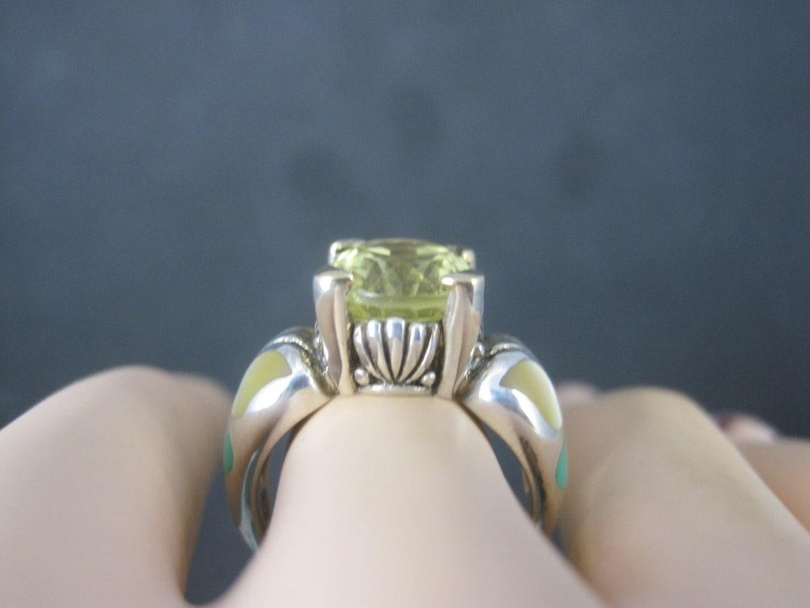 Anello a farfalla con intarsio di quarzo limone d'epoca in sterlina 18k Asch Grossbardt in vendita 3