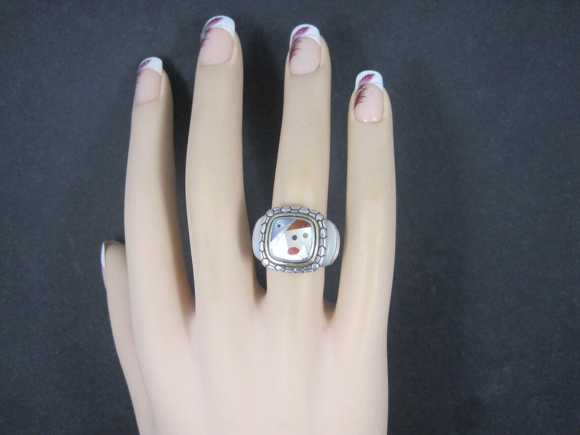 Vintage Sterling 18k Picasso Inlay Ring Grossbardt For Sale 2