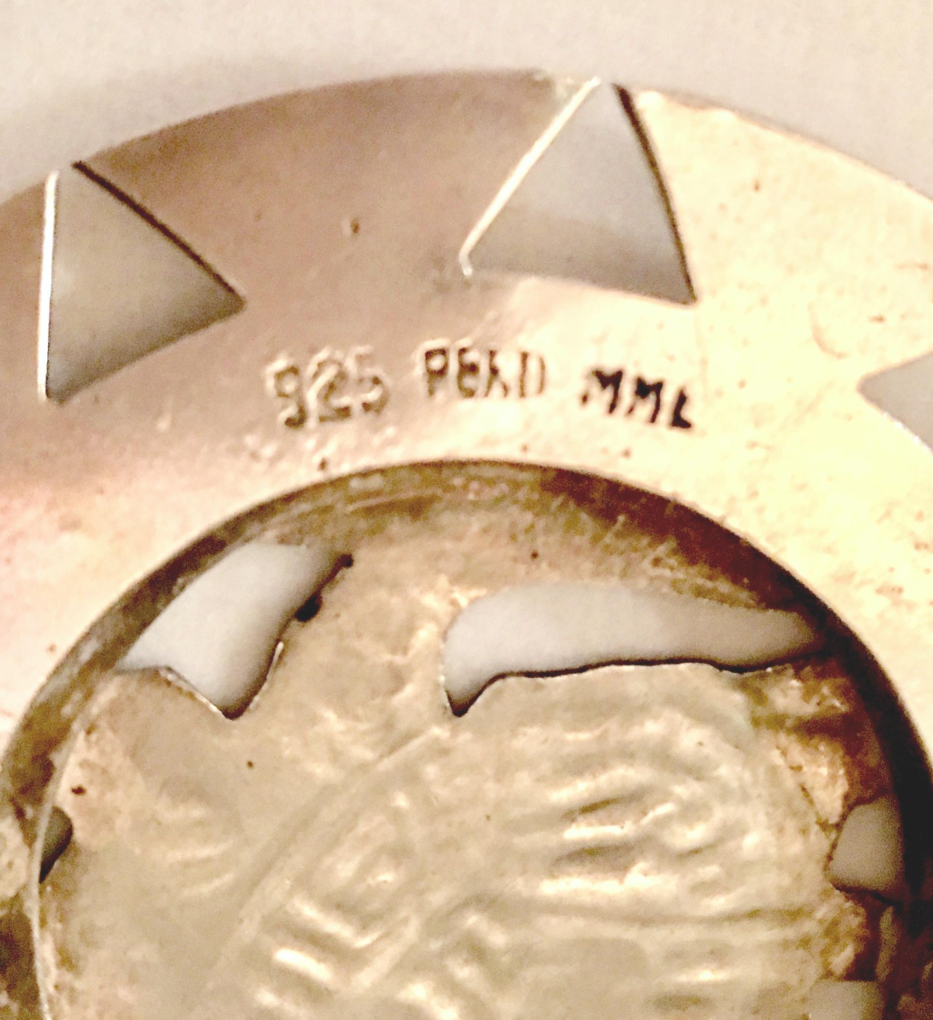 Vintage Sterling 925 Aztec Sun God Medallion Pendant Necklace- Signed Peru MML 4