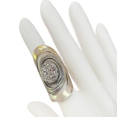 Vintage Sterling 925 Modern Huge Statement Ring signed