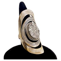 Retro Sterling 925 Modern Huge Statement Ring signed