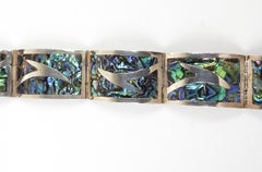 Vintage Sterling Ablaone Inlay Bracelet Mexico