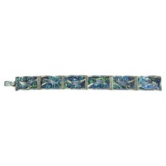 Vintage Sterling Ablaone Inlay Bracelet Mexico