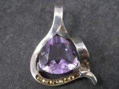 Large Vintage Sterling Silver Amethyst and Citrine Pendant