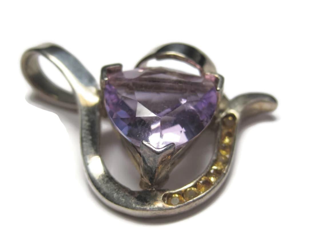 Art Nouveau Ciondolo d'epoca in argento con ametista e citrino in vendita