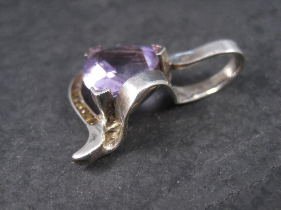 Vintage Sterling Amethyst and Citrine Pendant For Sale 2