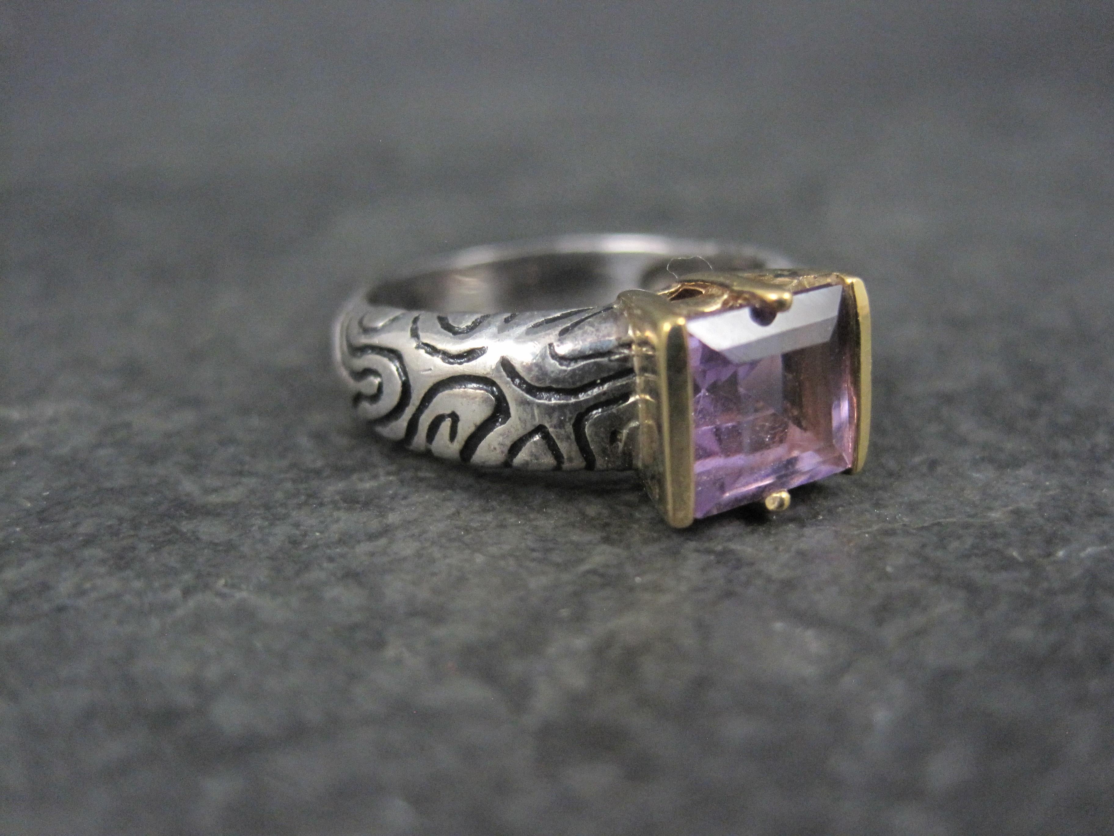 Anello vintage in argento e ametista 14 carati, misura 7 in vendita 5