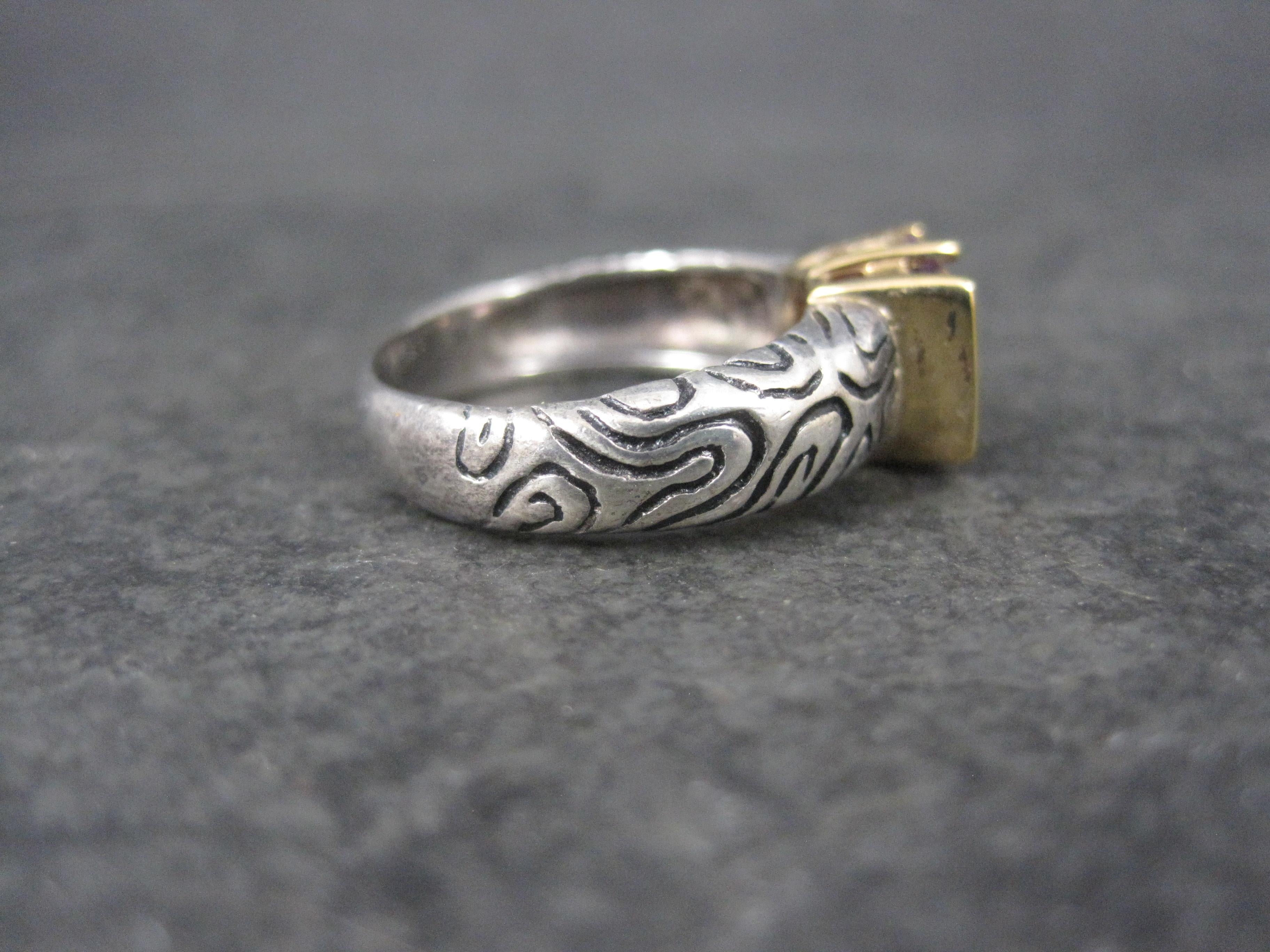 Anello vintage in argento e ametista 14 carati, misura 7 in vendita 9