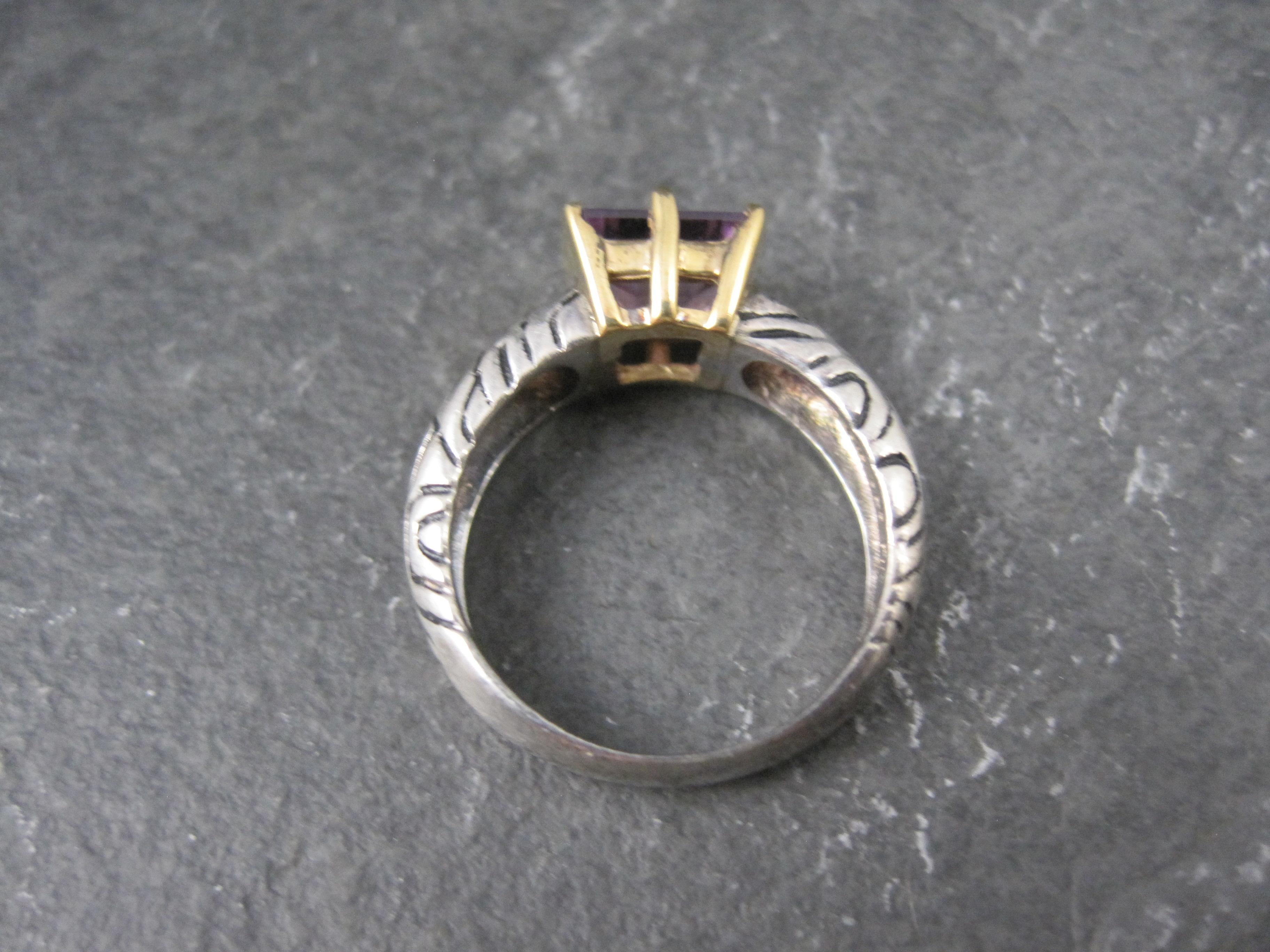 Anello vintage in argento e ametista 14 carati, misura 7 in vendita 10