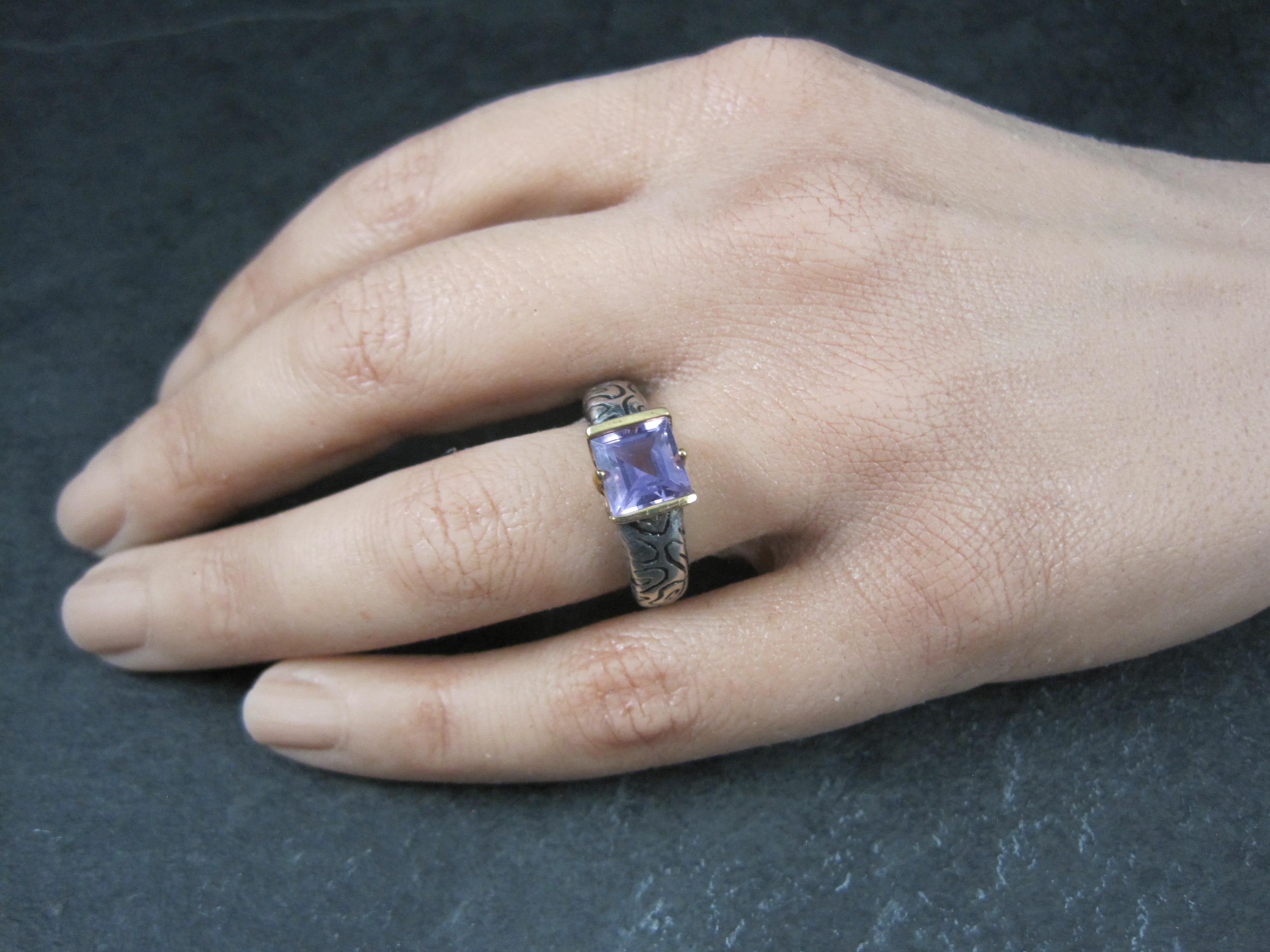 Anello vintage in argento e ametista 14 carati, misura 7 in vendita 11