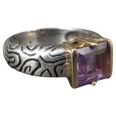 Anello vintage in argento e ametista 14 carati, misura 7