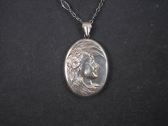 Collana con ciondolo da donna in filigrana in Sterling Art Nouveau d'epoca