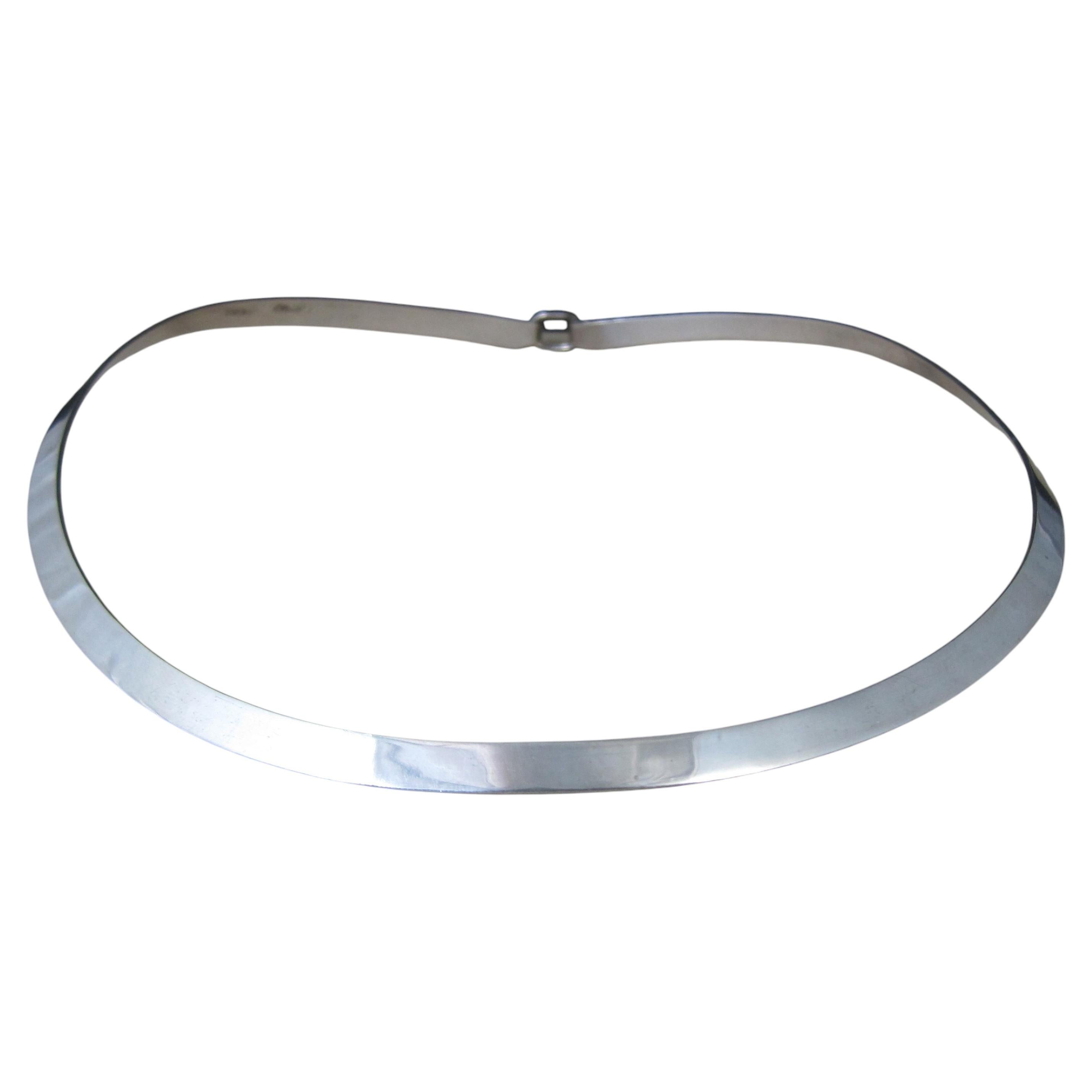 Collar tipo gargantilla vintage mexicano de plata de ley, diseño moderno, 16"
