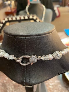 Vintage Sterling Deco pendant , gray pearls, one of a kind , handmade necklace