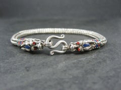 Vintage Sterling Enamel Dragon Bracelet 8 Inches