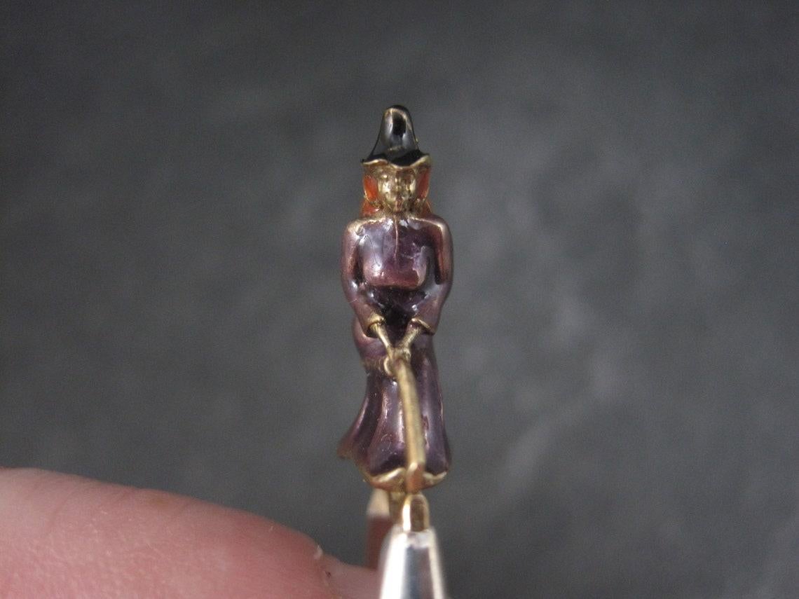 Women's Vintage Sterling Enamel Witch Ring Size 7.5