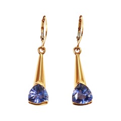 Vintage  Sterling Gold Tone With Blue Diamante Drop Earring Circa 1990's