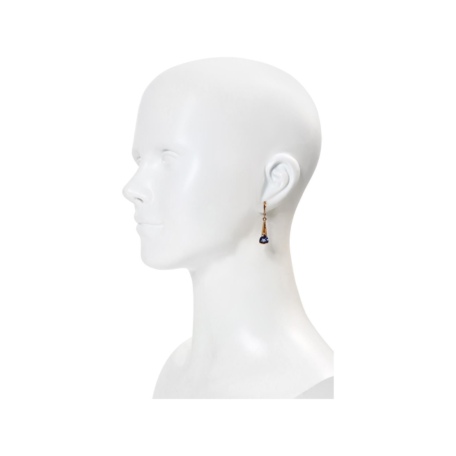 Vintage  Sterling Gold Tone With Blue Diamante Drop Earring Circa 1990's In Good Condition For Sale In New York, NY