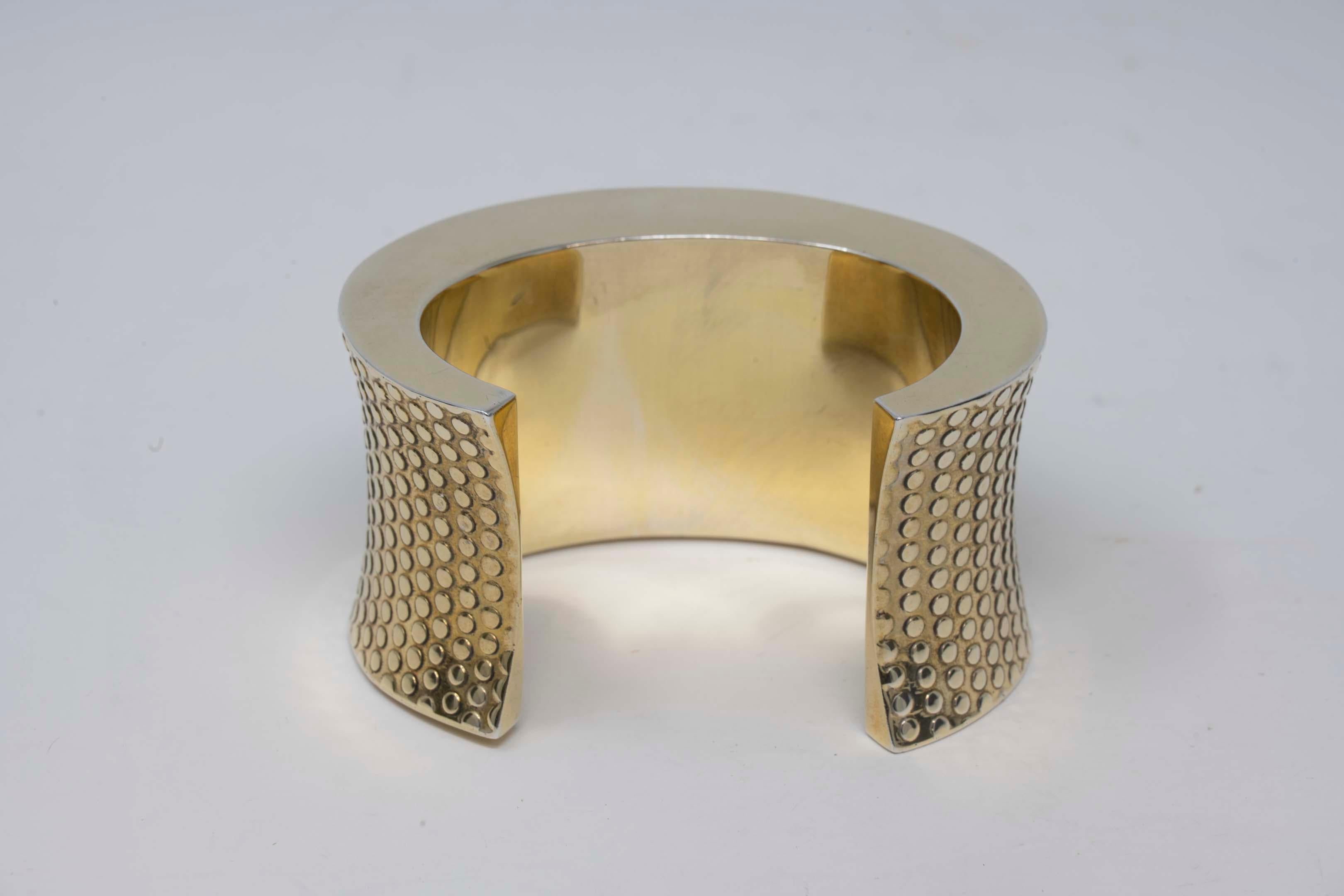 Vintage Sterling & Goldplated Cuff Bracelet Signed AF Design In Good Condition For Sale In Montreal, QC