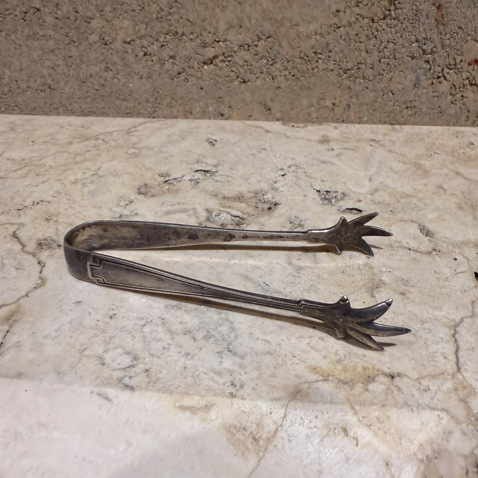 Vintage Sterling Ice or Sugar Thongs With Claws Stamped (Pince à glace ou à sucre estampillée) en vente 1