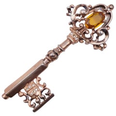 Vintage Sterling Key Brooch 1940s