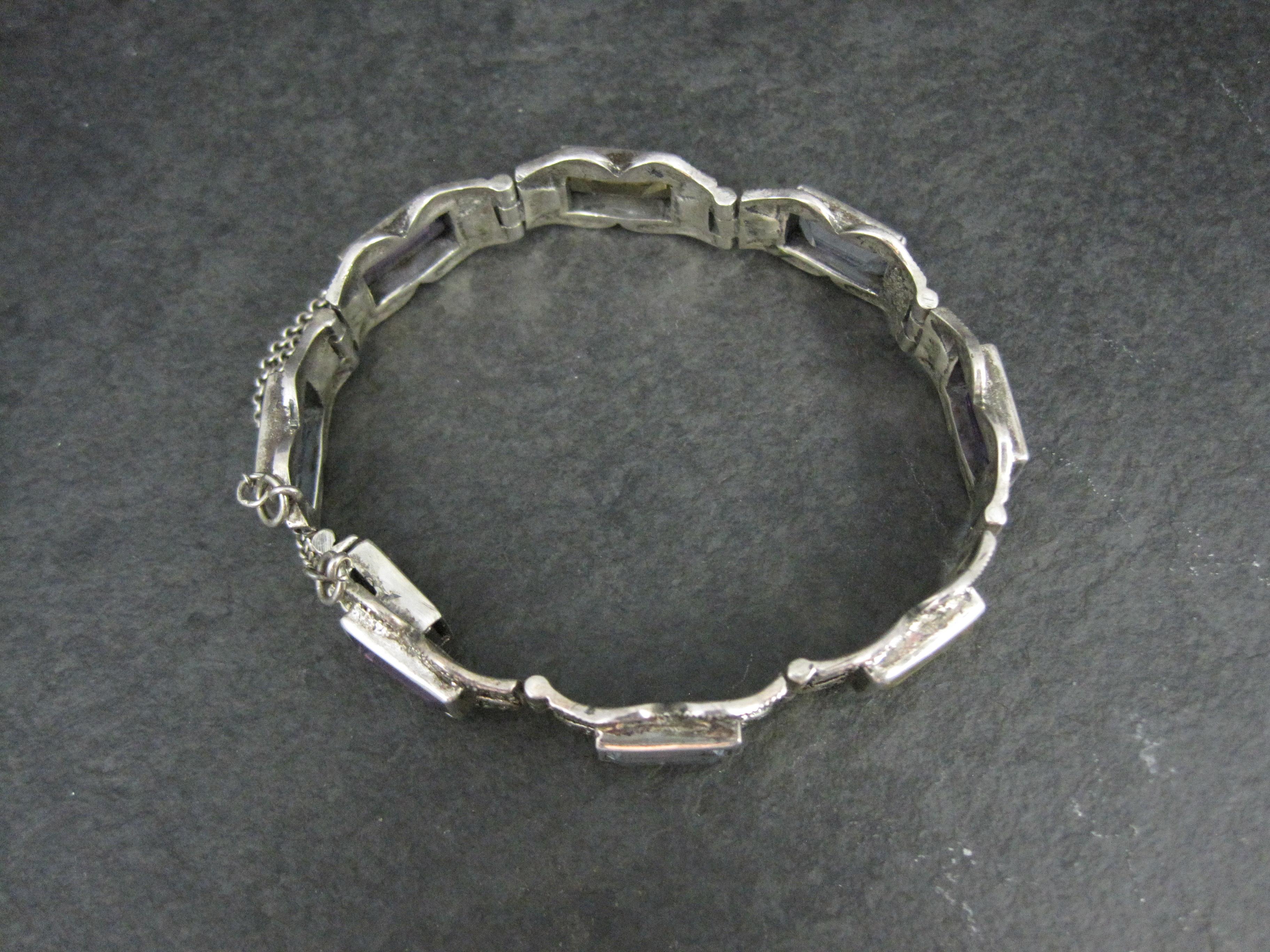 Vintage Sterling Marcasite Edelstein Armband 6,5 Zoll im Zustand „Hervorragend“ im Angebot in Webster, SD