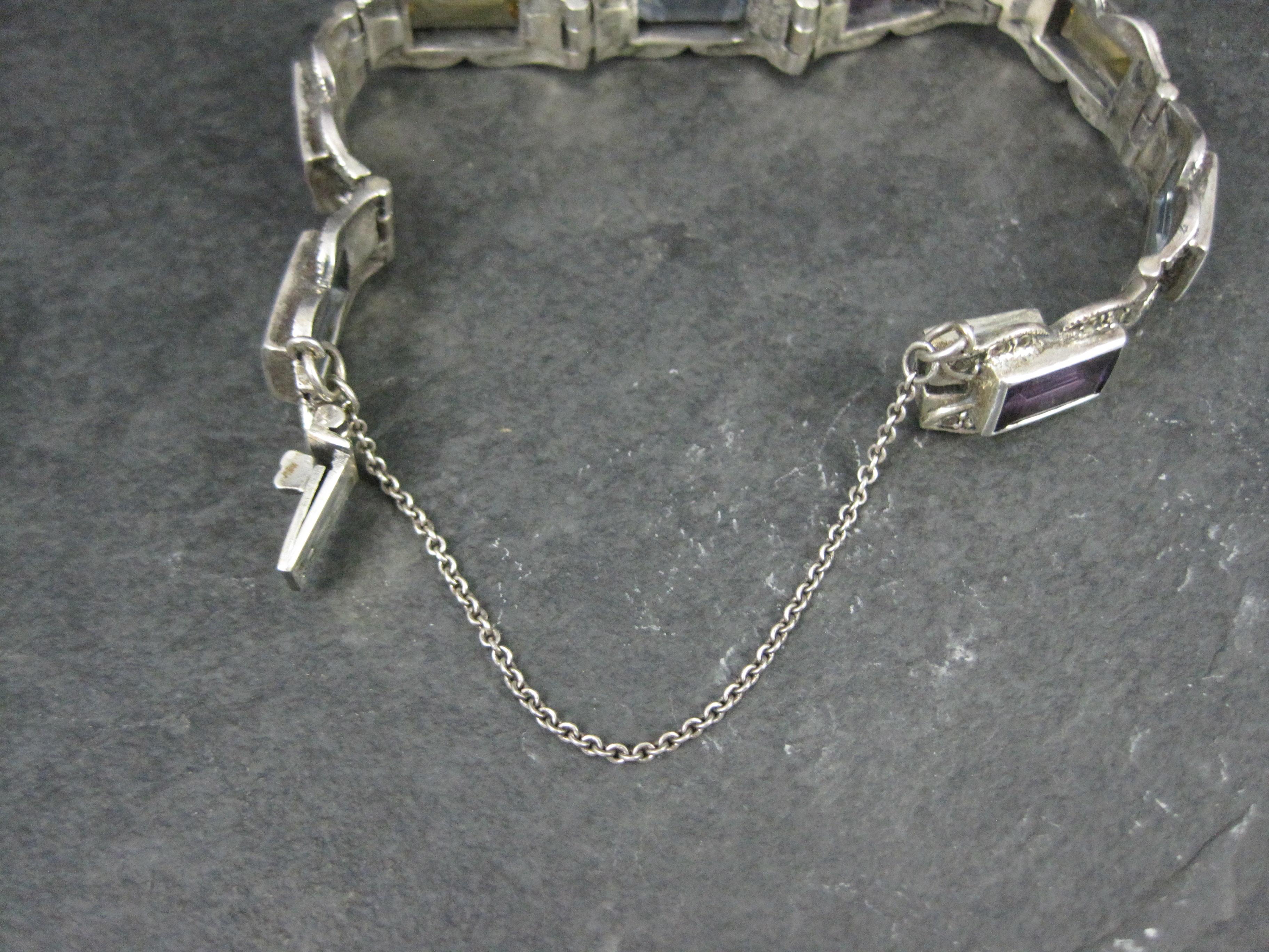Vintage Sterling Marcasite Edelstein Armband 6,5 Zoll im Angebot 1