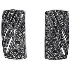 Vintage Sterling Marcasite Pierced Earrings