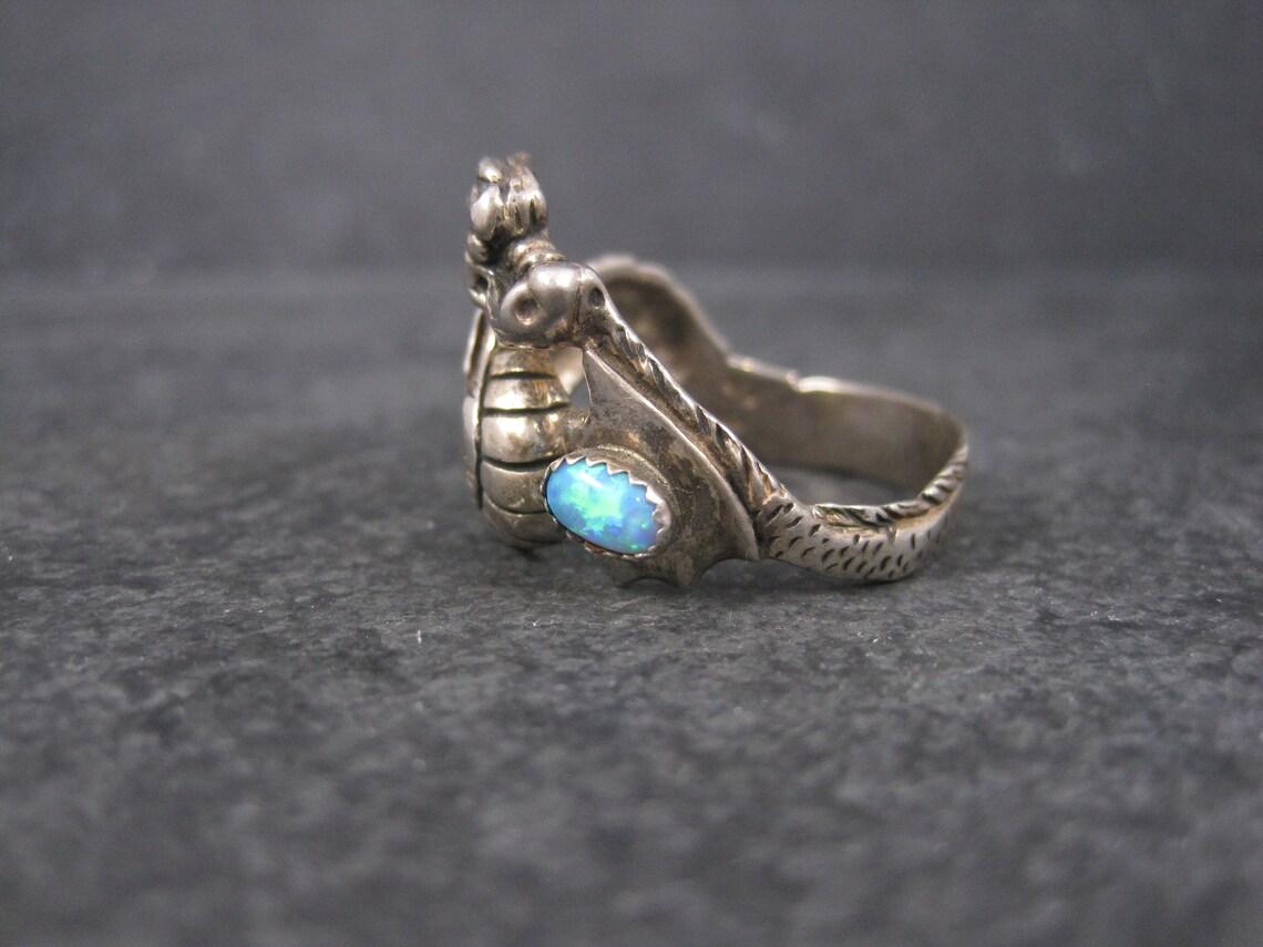 Vintage Sterling Opal Dragon Ring Size 13 4