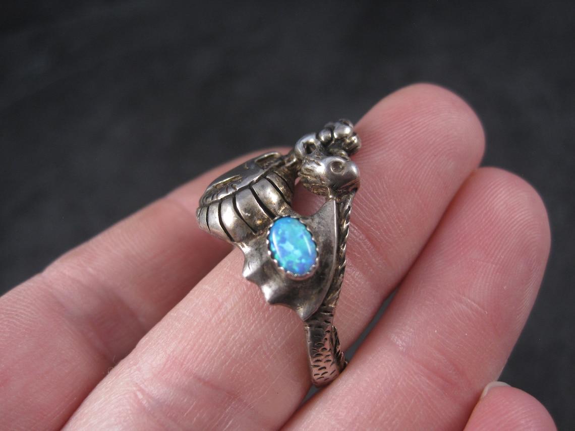 Vintage Sterling Opal Dragon Ring Size 13 2