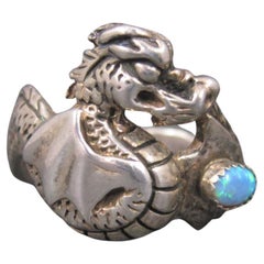 Vintage Sterling Opal Drachenring Größe 13