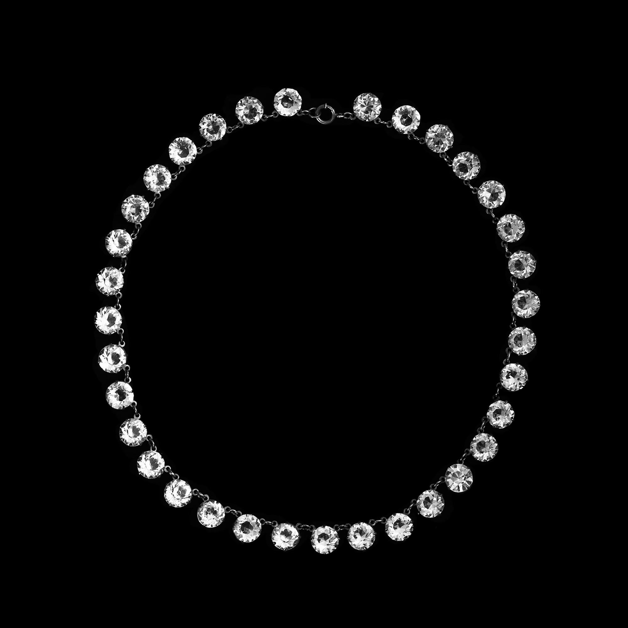Vintage Sterling Open Back Crystal Choker Necklace Circa 1920's Unisexe en vente