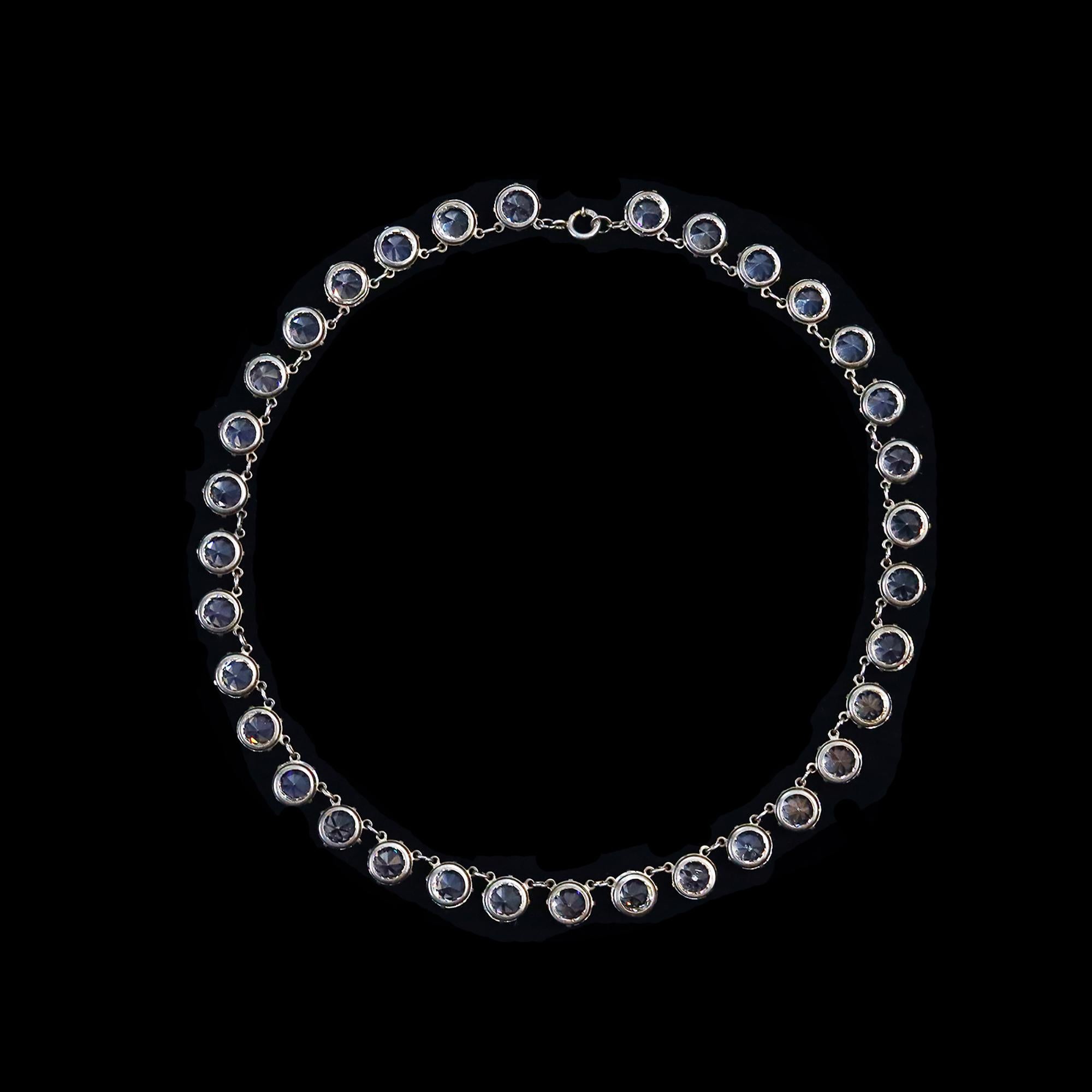 Vintage Sterling Open Back Crystal Choker Necklace Circa 1920's en vente 1