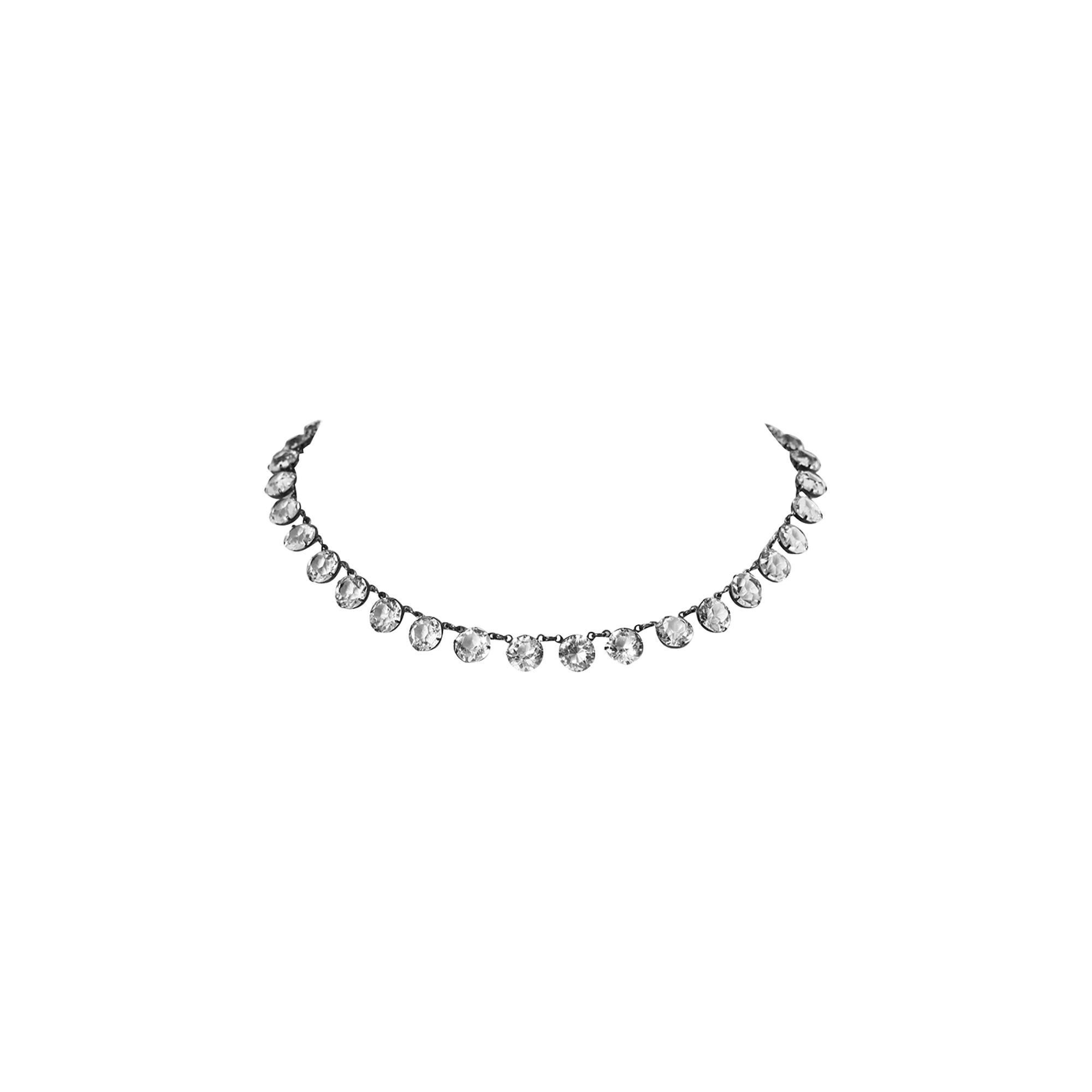 Vintage Sterling Open Back Crystal Choker Necklace Circa 1920's en vente 2