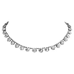 Antique Sterling Open Back Crystal Choker Necklace Circa 1920's