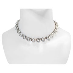 Collana di cristallo aperta in argento vintage, circa anni '20