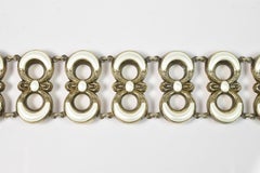 Vintage Sterling & Pearl Tone White Enamel Bracelet Norway "A" 925