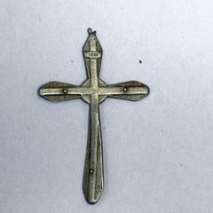 Vintage Sterling Pendant Cross Initials NR