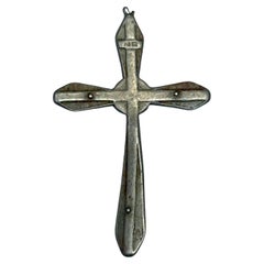Vintage Sterling Pendant Cross Initials NR