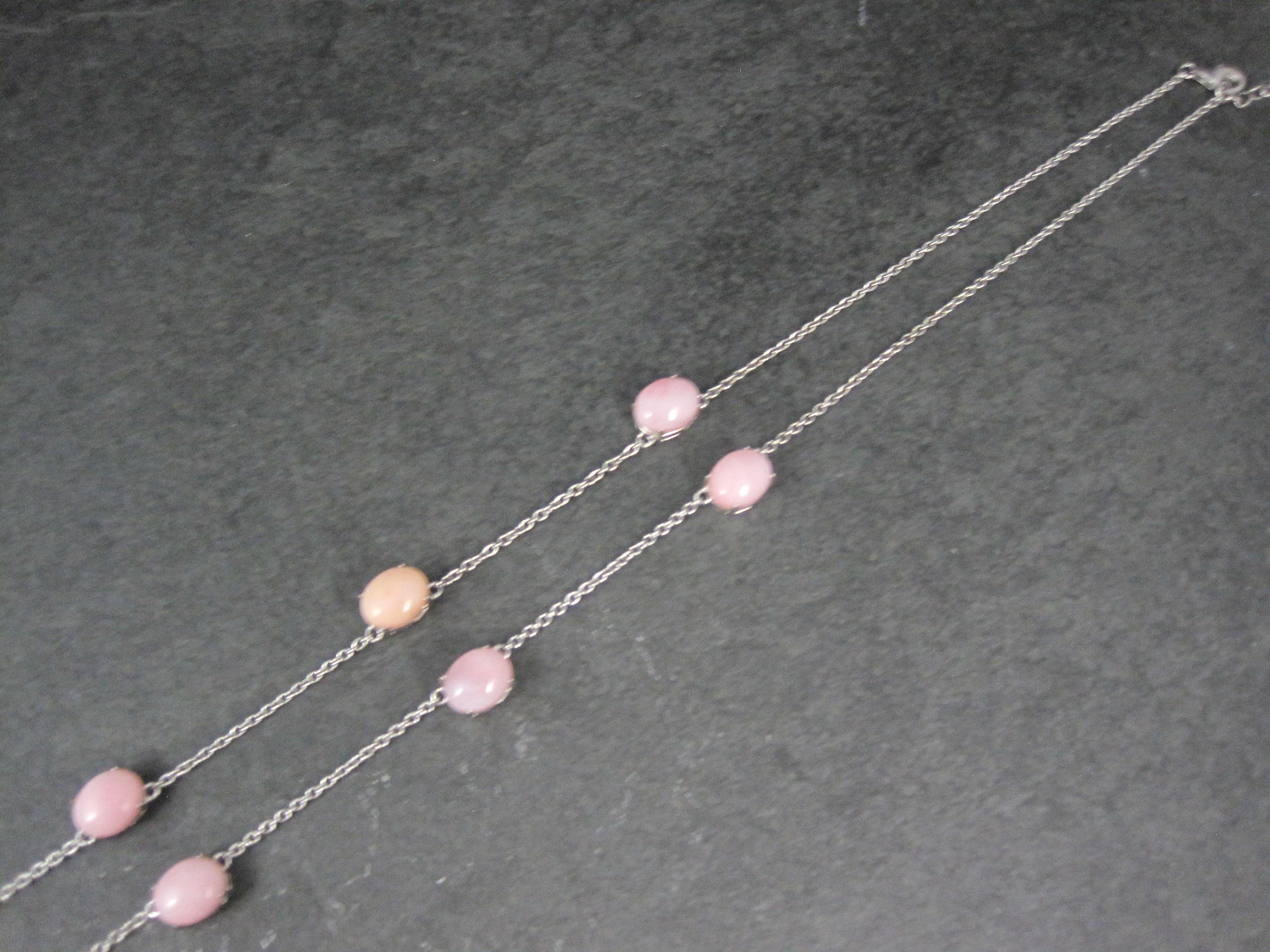 Women's or Men's Vintage Sterling Pink Opal White Topaz Halo Necklace 24 Inches For Sale