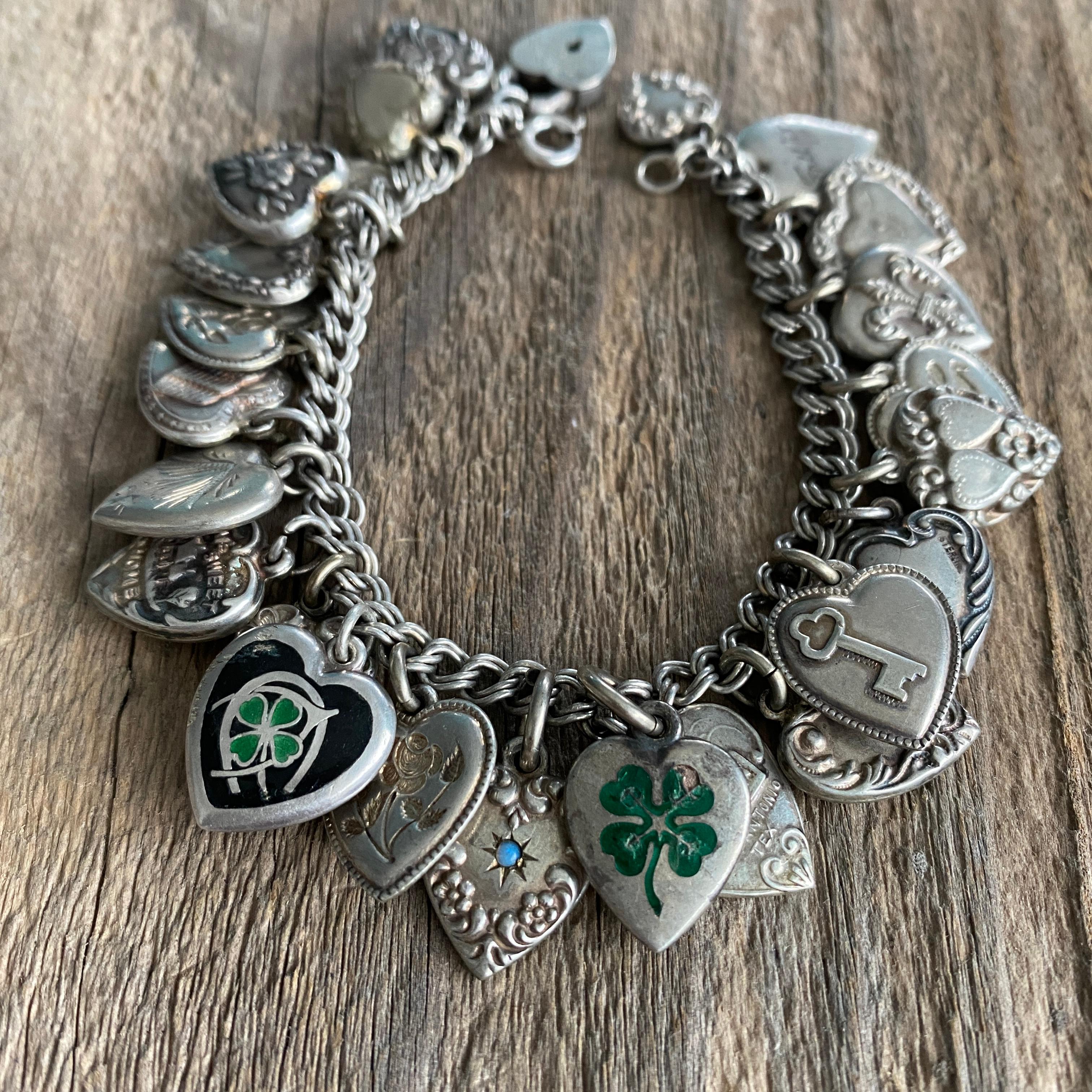 vintage heart charm bracelet