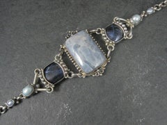 Bracciale vintage in quarzo sterling e perle di sodalite Sajen