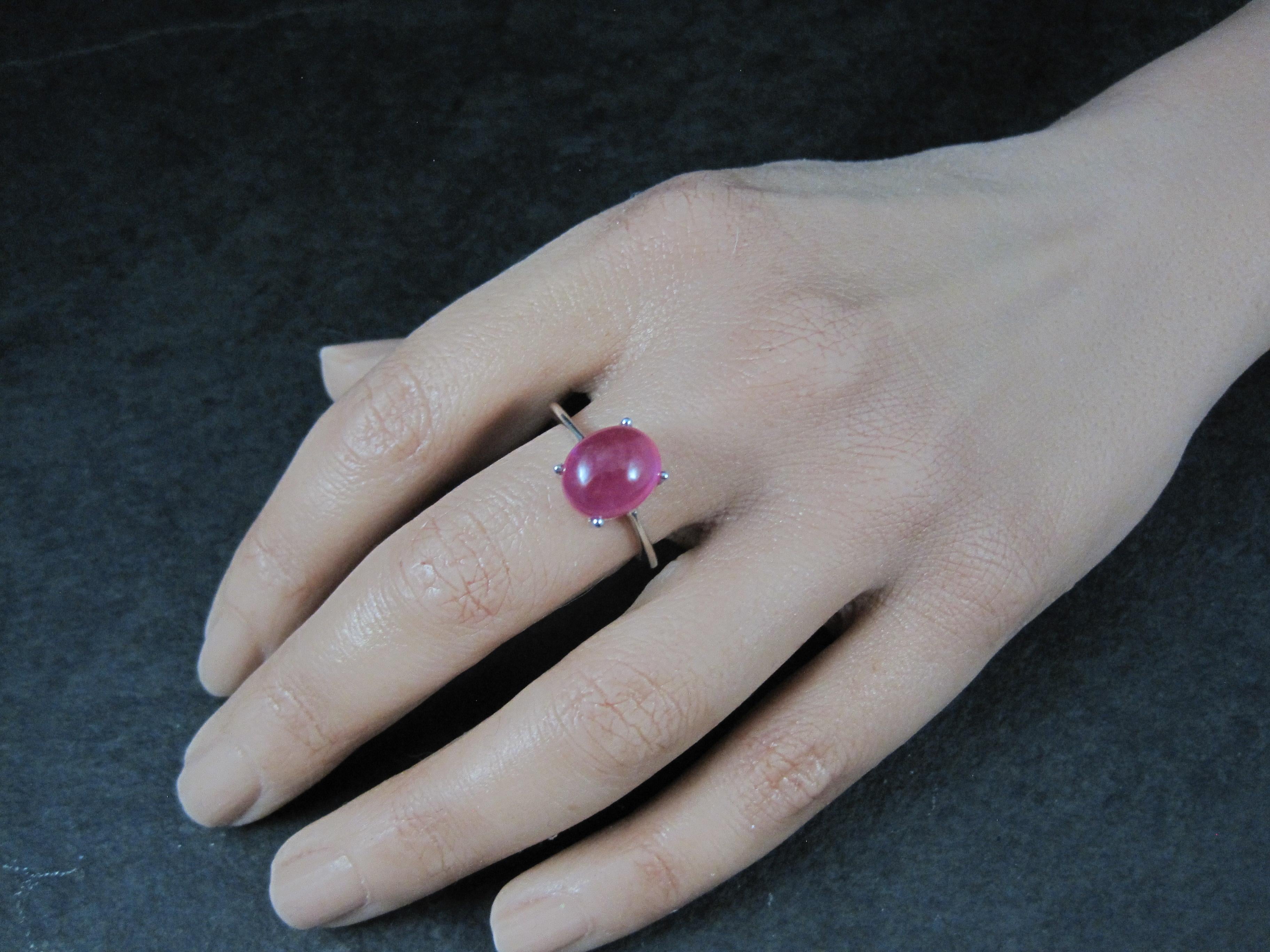 Vintage Sterling Ruby Cabochon Ring Size 9 For Sale 1