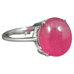 Retro Sterling Ruby Cabochon Ring Size 9