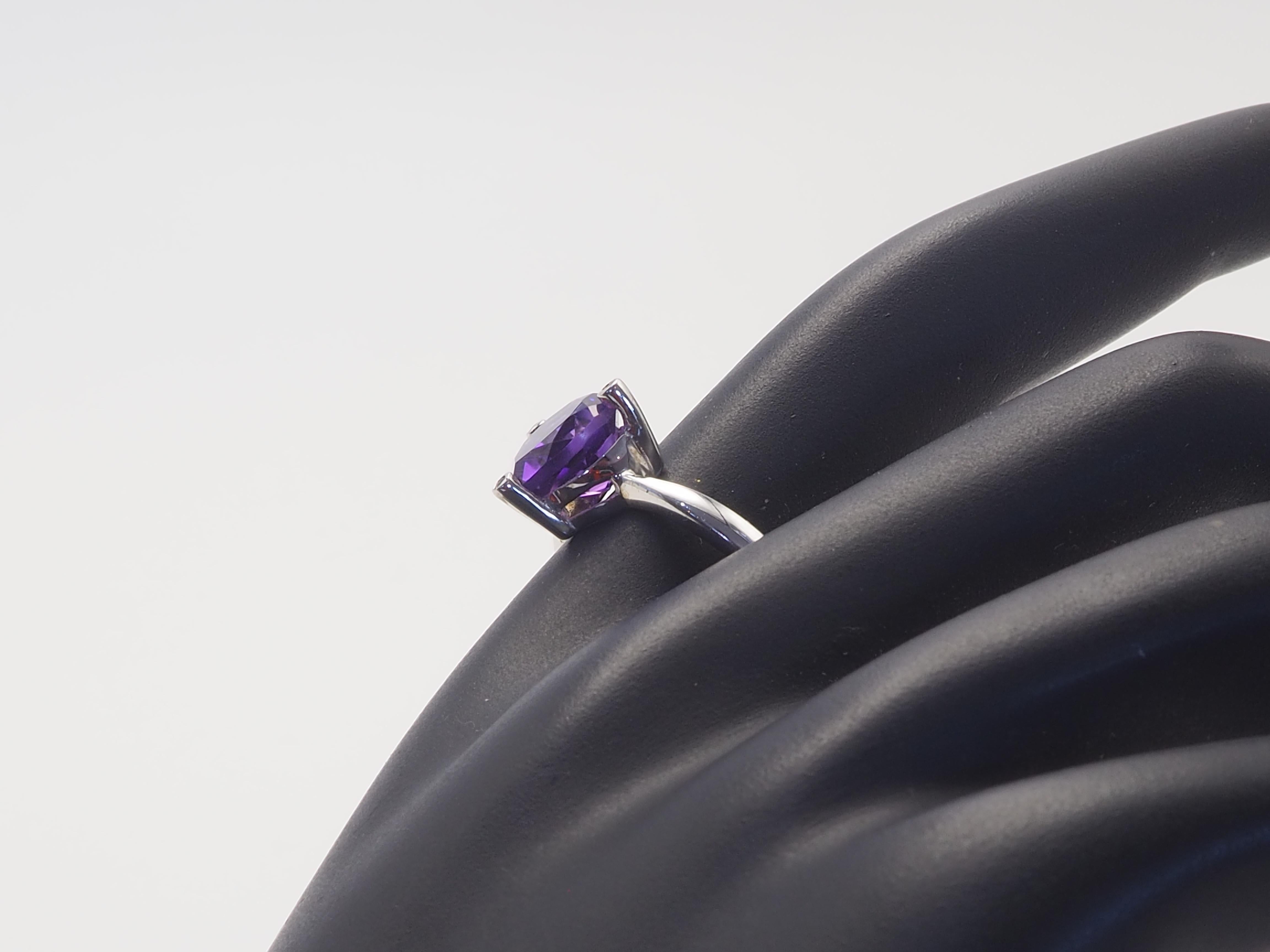 Vintage Sterling Silber 2,4ct Heart Cut Amethyst & weißer Quarz Ring, Größe 7,75 im Angebot 4