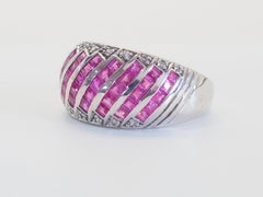 Anello a fascia in argento sterling vintage con rubino e quarzo da 2,95 carati, misura 6,5